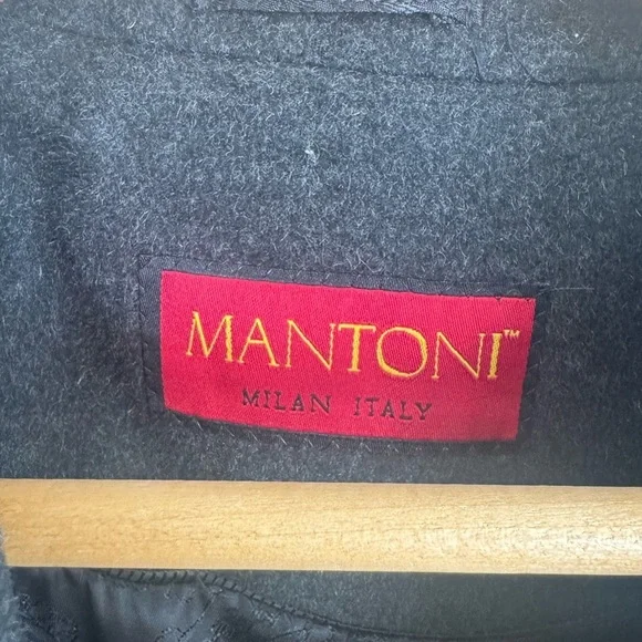 MANTONI TOP COAT CHARCOAL BLACK WOOL/CASHMERE